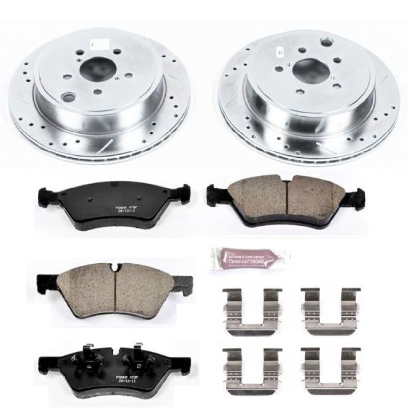 PowerStop K5883 Z23 Daily Driver Carbon-Fiber Ceramic Brake Pad and Drilled & Slotted Rotor Kit