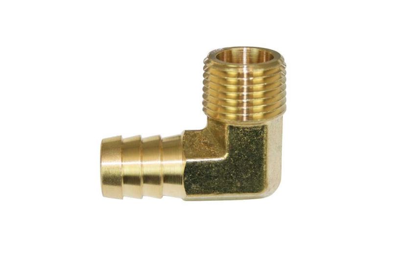Moroso 22736 90 Degree Fitting - 1/2in NPT to 5/8in Barbed - Brass - Single