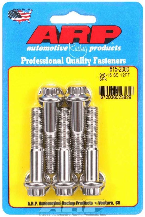ARP ARP615-2000 S/S Bolt Kit - 12pt. (5) 3/8-16 x 2.000