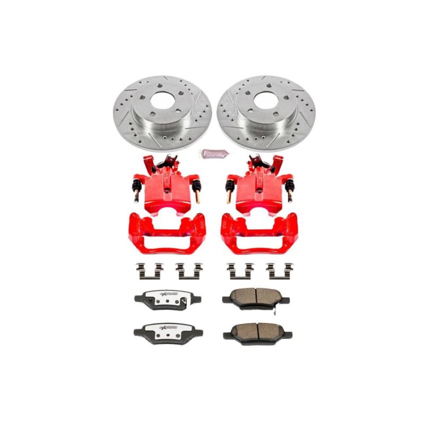 PowerStop KC1616-26 Z26 Street Performance Ceramic Brake Pad, Drilled Slotted Rotor, and Caliper Kit