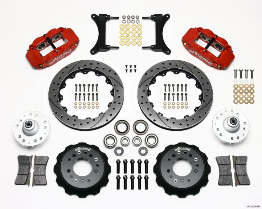 Wilwood 140-12298-DR Narrow Superlite 6R Front Hub Kit 12.88in Drill Red 79-87 GM G Body