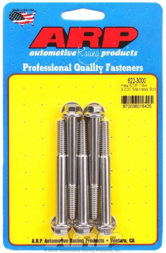 ARP ARP622-3000 S/S Bolt Kit - 6pt. (5) 5/16-18 x 3.000