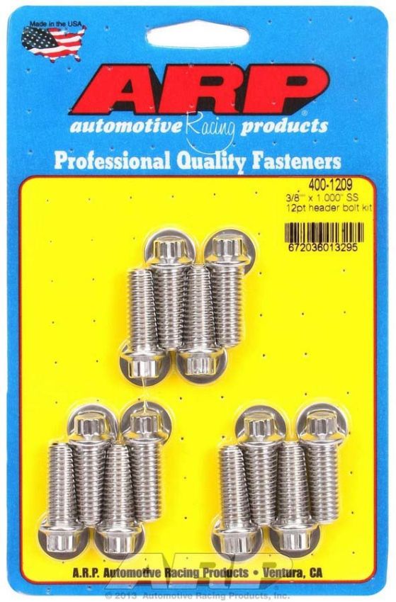 ARP ARP400-1209 S/S Header Bolt Kit - 3/8 x 1.00 UHL (12)
