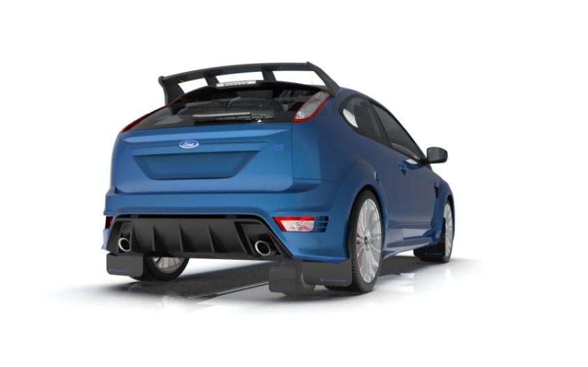 Rally Armor 2009-11 Ford Focus MK2 RS Black Mud Flap Blue Logo