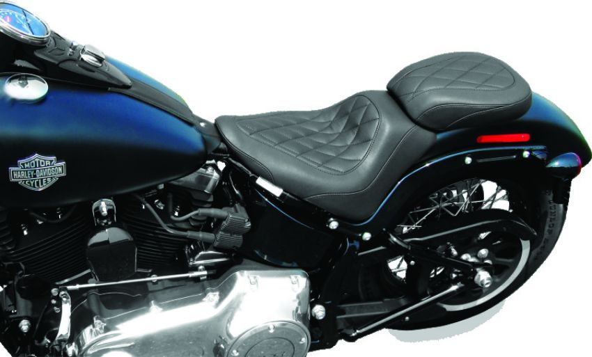 Mustang Motorcycle 76762 Mustang 11-13 Harley Blackline, 12-17 Slim,Slim S Wide Tripper Solo Seat Diamond Stitch - Black