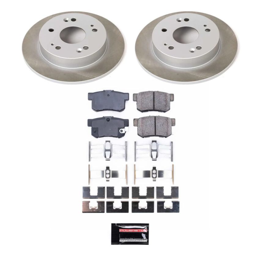 PowerStop SC1243 Semi-Coated Rotor and Low-Dust Ceramic Brake Pad Kit