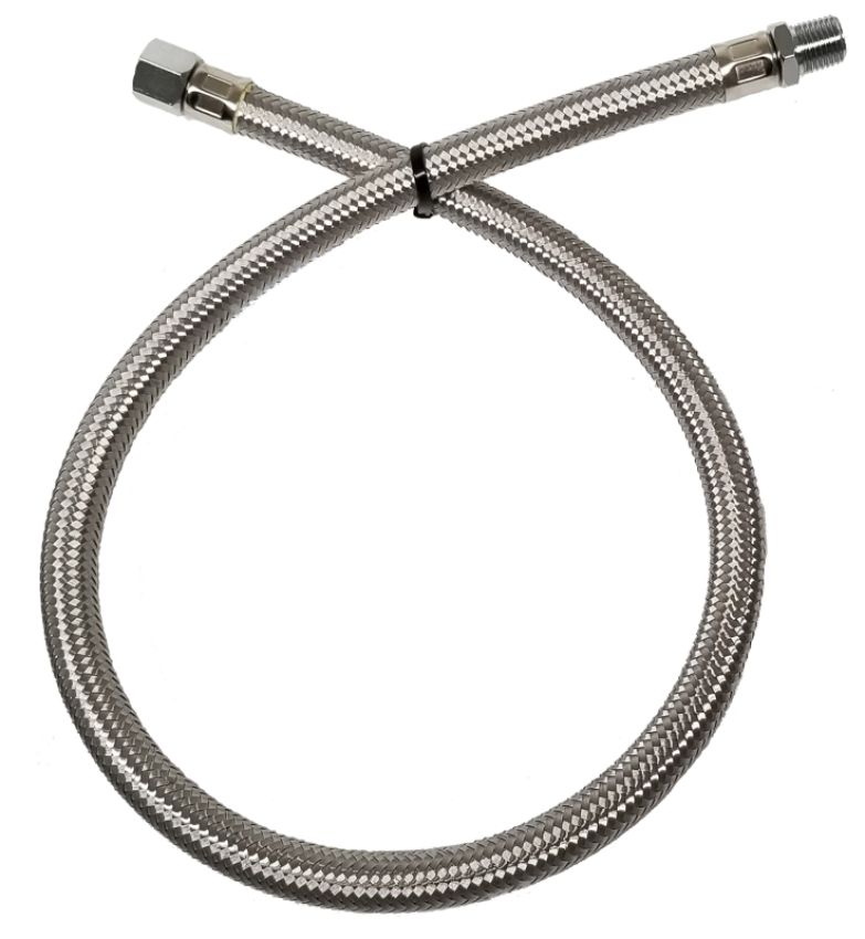Kleinn Air Horns 30203 Kleinn 28In Stainless Steel Braided Leader Hose Extension - 1/4In F NPT Inlet/ 1/4In M NPT Outlet