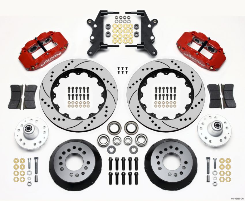 Wilwood 140-13655-DR Narrow Superlite 6R Front Hub Kit 14.00in Drill Red 60-68 Ford / Mercury Full Size / Galaxie