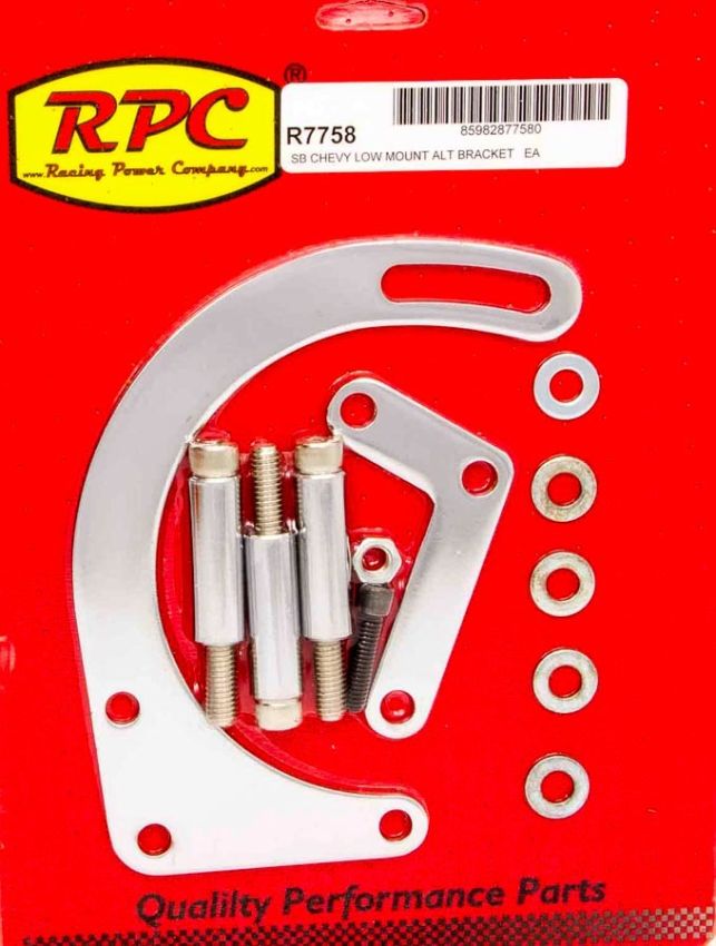 RACING POWER CO-PACKAGED RPCR7758 55-69 SBC Steel Low Mt Alt Bracket Chrome