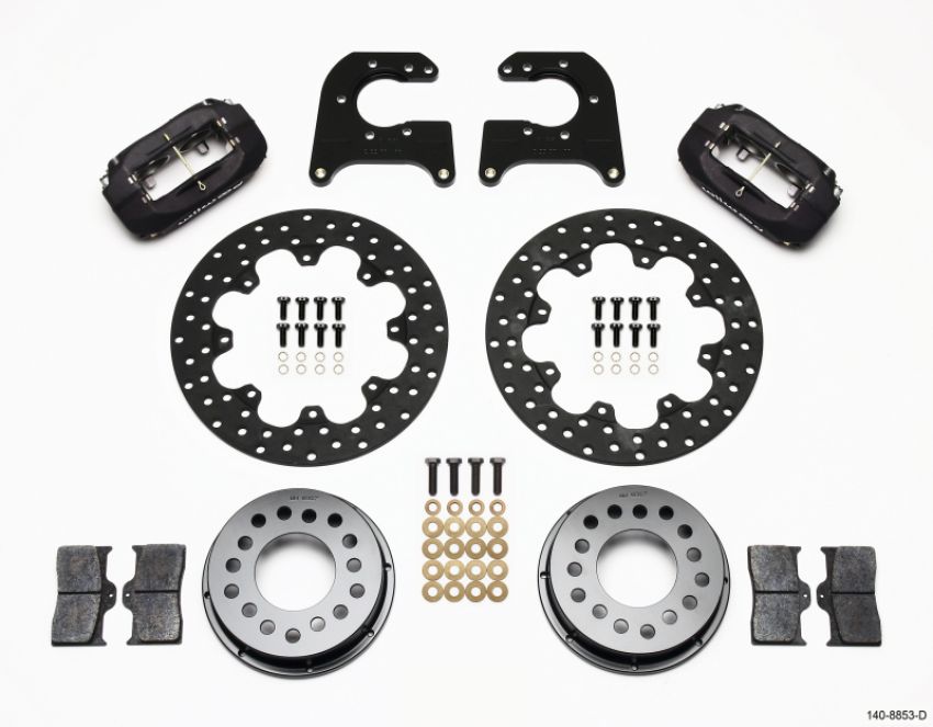 Wilwood 140-8853-D Forged Dynalite Rear Drag Kit Drilled Rotor Mopar/Dana 2.50in Off w/Snap Ring Brng