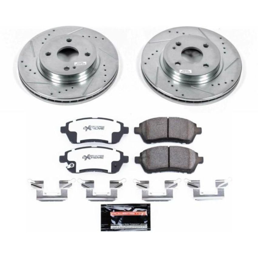 PowerStop K6344-26 Z26 Street Performance Ceramic Brake Pad and Drilled & Slotted Rotor Kit