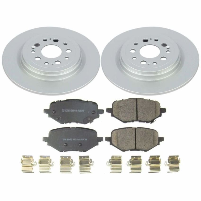 PowerStop CRK8296 Genuine Geomet Coated Rotor and Low-Dust Ceramic Brake Pad Kit