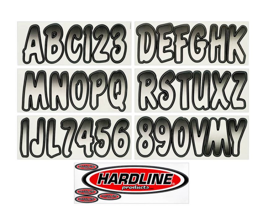 Hardline WHBKG200 Boat Lettering Registration Kit 3 in. - 200 White/Black