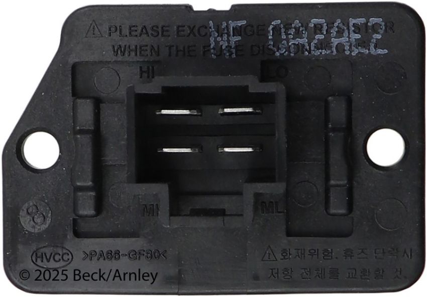 BECK/ARNLEY 204-0089 BLOWER MOTOR RESISTR