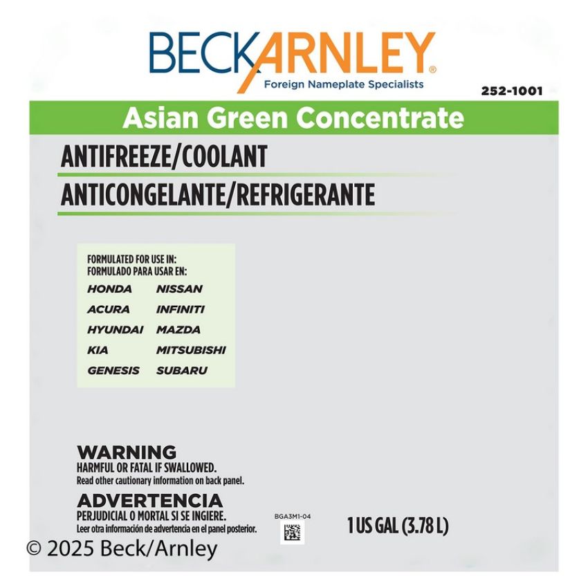 BECK/ARNLEY 252-1001 COOLANT  GREEN
