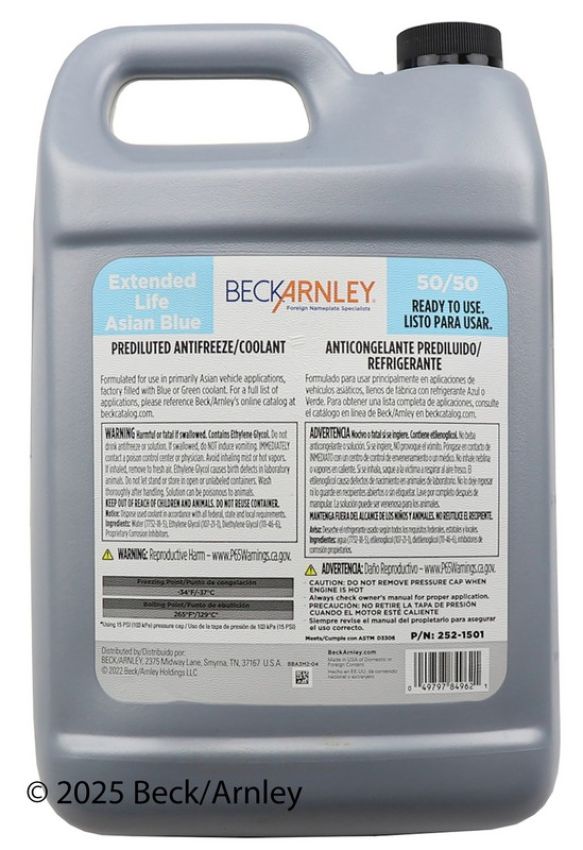 BECK/ARNLEY 252-1501 COOLANT  BLUE