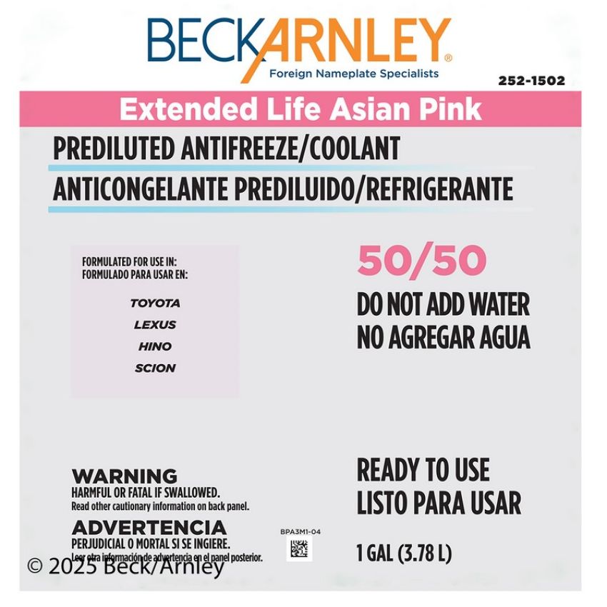 BECK/ARNLEY 252-1502 COOLANT  PINK