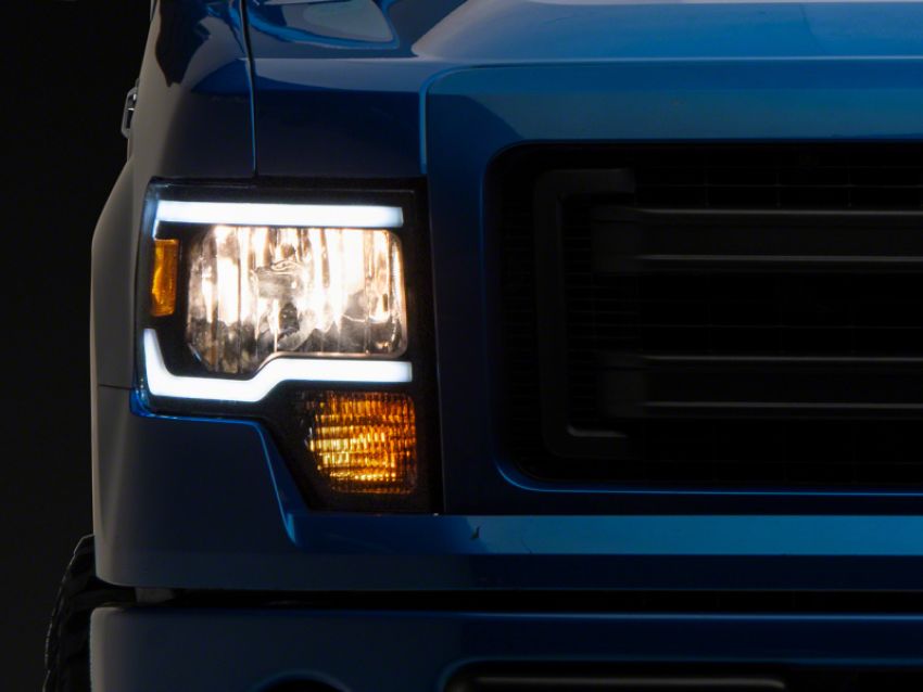 Raxiom T566367 09-14 Ford F-150 Axial Series Headlights w/ LED Bar- Blk Housing (Clear Lens)