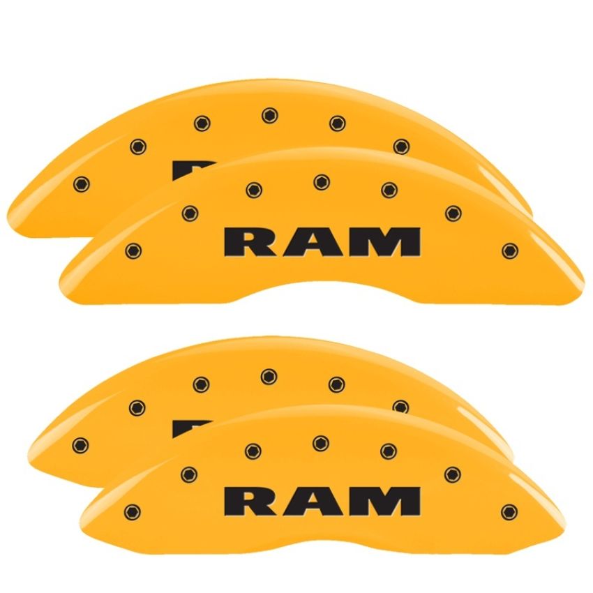 MGP 55002SRAMYL 4 Caliper Covers Engraved Front & Rear RAM Yellow finish black ch