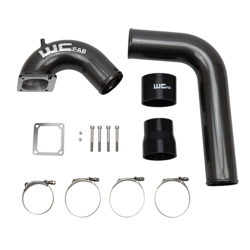 Wehrli WCF100528-FB 03-07 Dodge 5.9L Cummins 3.5in Intake Horn & Driver Side Intercooler Pipe Kit - Flat Black