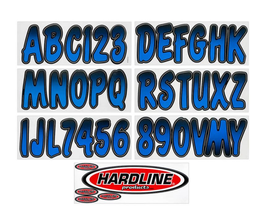 Hardline BLBKG200 Boat Lettering Registration Kit 3 in. - 200 Blue/Black