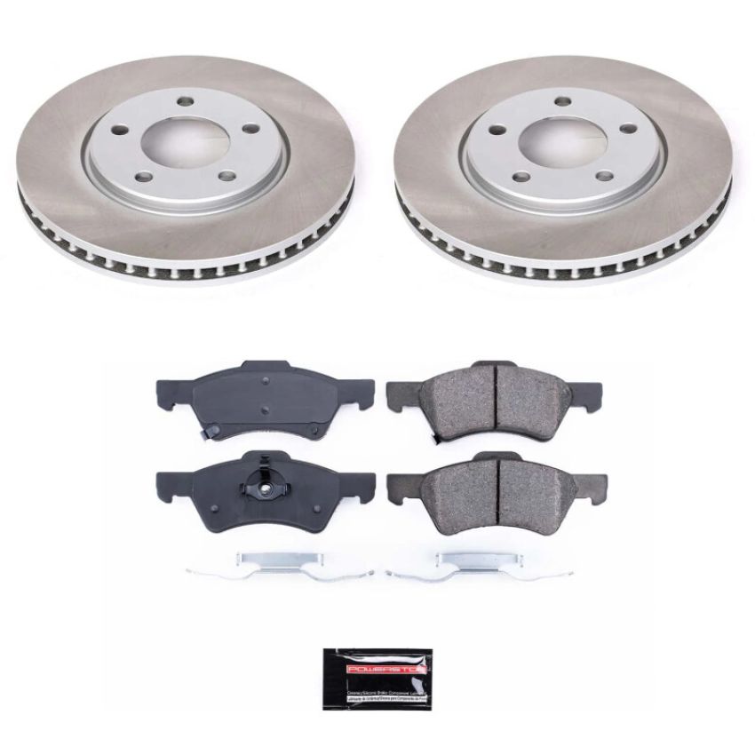 PowerStop SC5247 Semi-Coated Rotor and Low-Dust Ceramic Brake Pad Kit