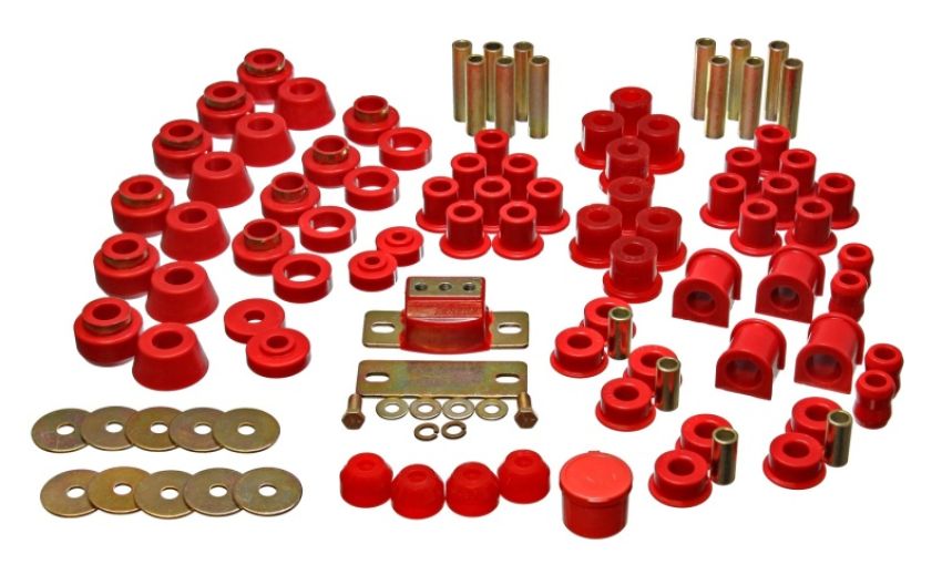 Energy Suspension 2.18101R 87-95 Jeep Wrangler YJ Red Hyper-Flex Master Bushing Set
