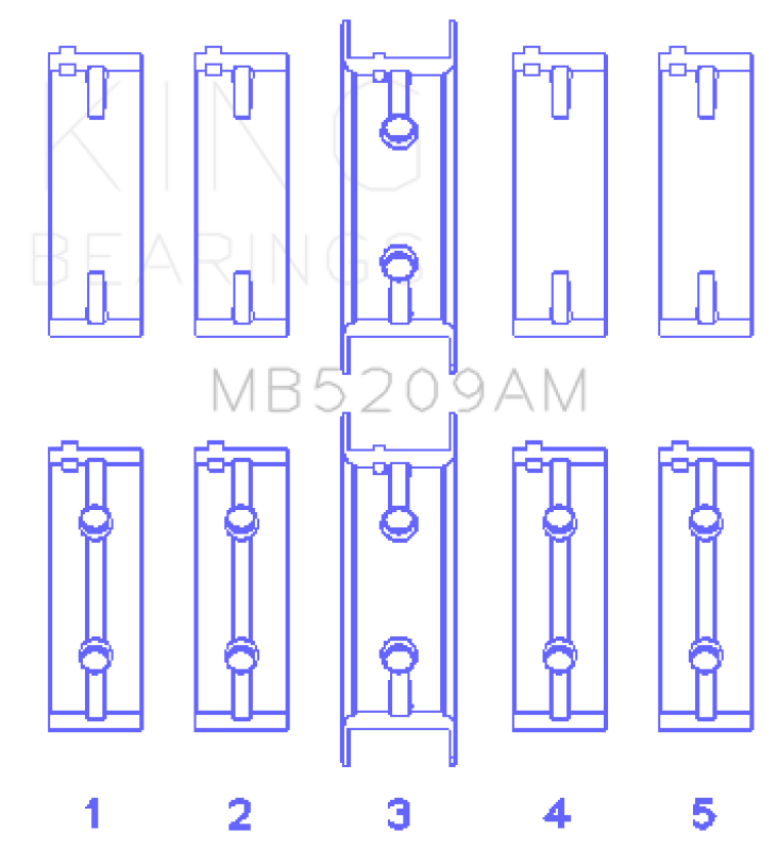 King Engine Bearings MB5209AM0.5 Mitsubishi 4G63/64/DOHC (Size +0.50mm) Main Bearing Set