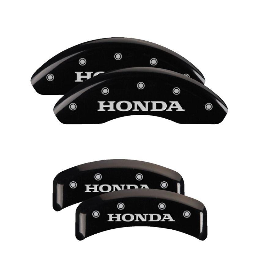 MGP 20130SHONBK 4 Caliper Covers Engraved Front & Rear Honda Black finish silver ch