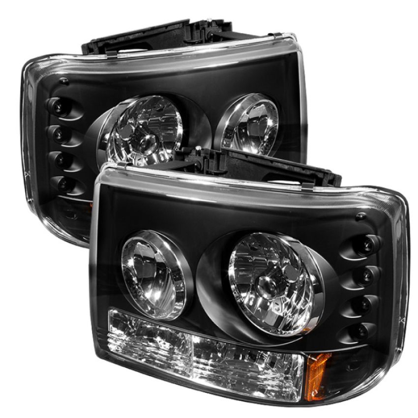 SPYDER 5012449 Crystal Headlights 1PC W/ Bumper Lights - Black