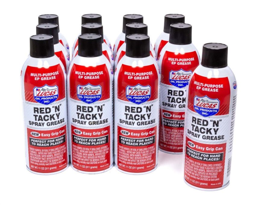 LUCAS OIL LUC11025-12 Red-N-Tacky Spray Grease Temp Disc 5/21