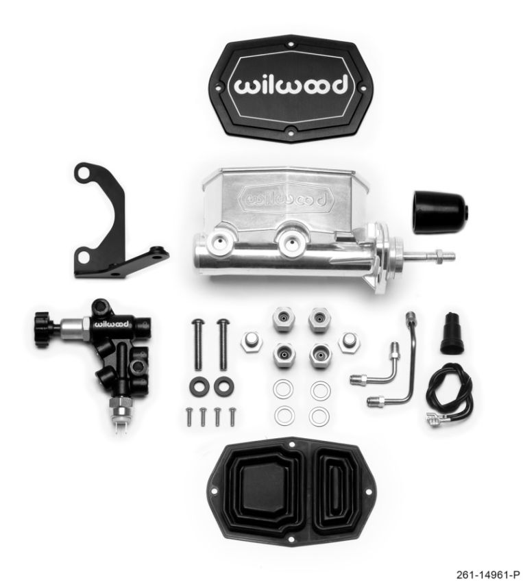 Wilwood 261-14961-P Compact Tandem M/C - 7/8in Bore - w/Bracket and Valve (Pushrod) - Ball Burnished