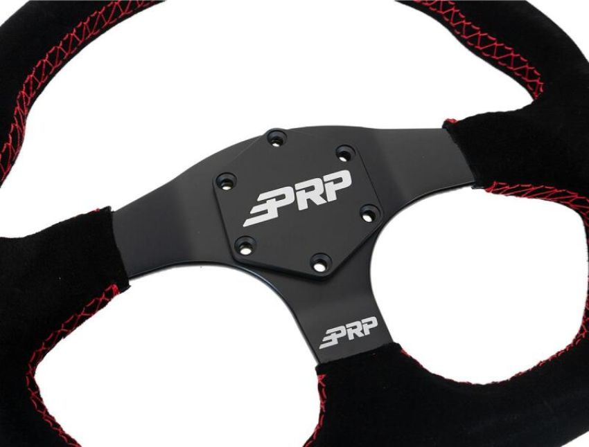 PRP Seats G253 PRP Suede D-Shape Steering Wheel - Red
