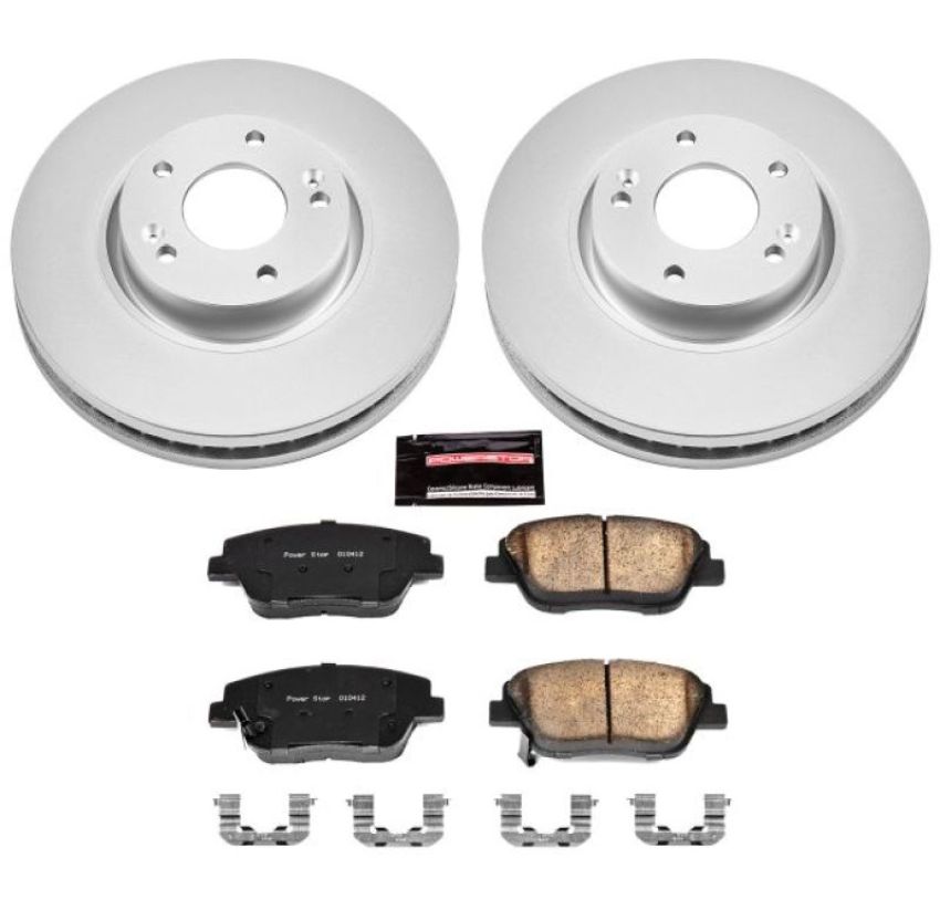 PowerStop CRK5377 Genuine Geomet Coated Rotor and Low-Dust Ceramic Brake Pad Kit
