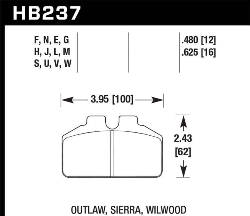 Hawk Performance HB237M.625 Black Disc Brake Pad