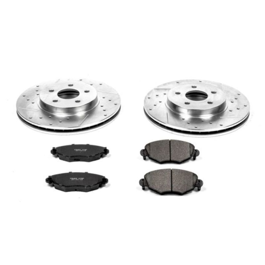 PowerStop K1373 Z23 Daily Driver Carbon-Fiber Ceramic Brake Pad and Drilled & Slotted Rotor Kit