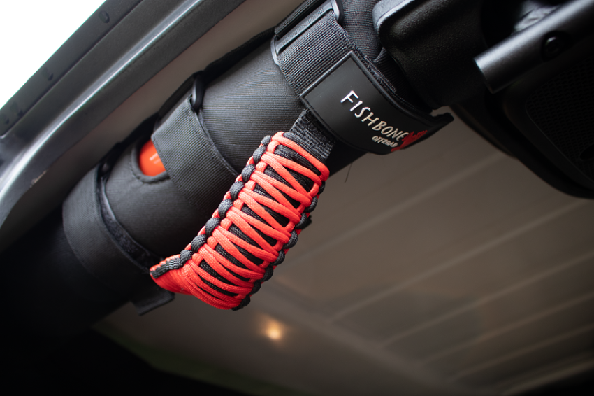 Fishbone Offroad FB55280 Red Paracord Grab Handles w/ Three Straps FB55280