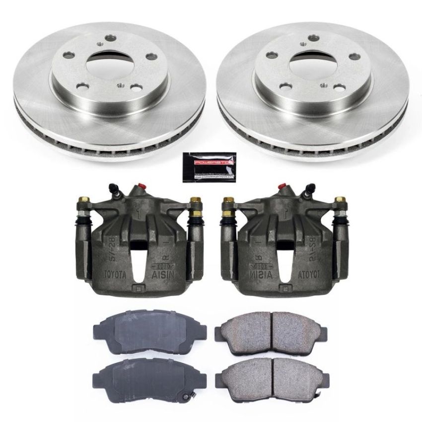 PowerStop KCOE1052 OE Stock Replacement Low-Dust Ceramic Brake Pad, Rotor and Caliper Kit