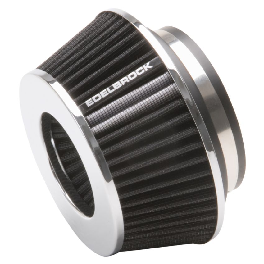 EDELBROCK EDE43610 Pro-Flo Air Filter Cone 3.70 Tall Black/Chrome