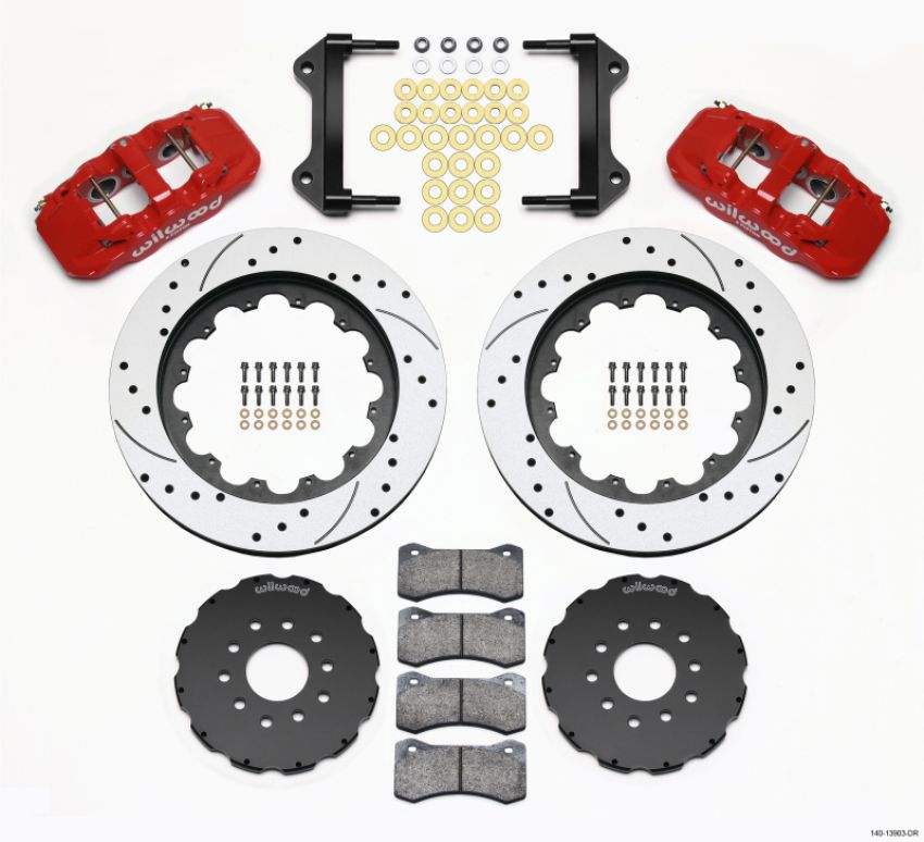 Wilwood 140-13903-DR AERO6 Front Hat Kit 15.00 Drilled Red 97-04 Corvette C5/Z06 05-13 C6