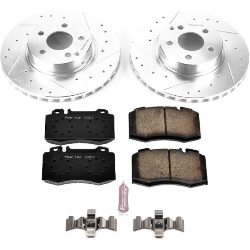 PowerStop K7771 Z23 Daily Driver Carbon-Fiber Ceramic Brake Pad and Drilled & Slotted Rotor Kit