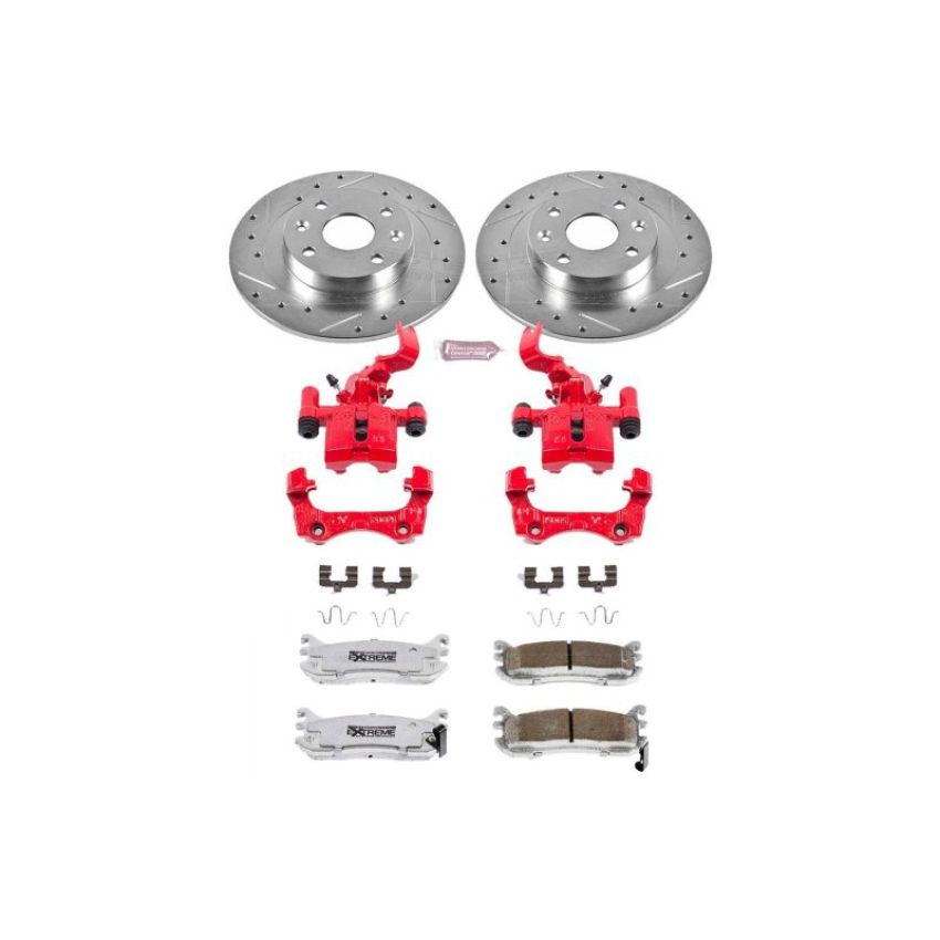 PowerStop KC772-26 Z26 Street Performance Ceramic Brake Pad, Drilled Slotted Rotor, and Caliper Kit