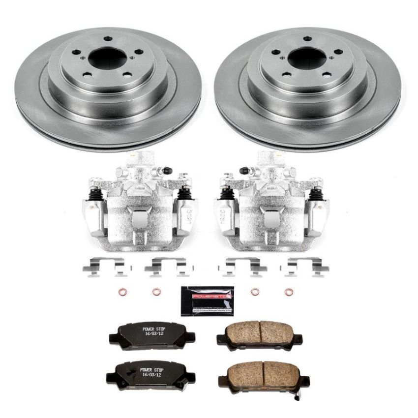 PowerStop KCOE219 OE Stock Replacement Low-Dust Ceramic Brake Pad, Rotor and Caliper Kit