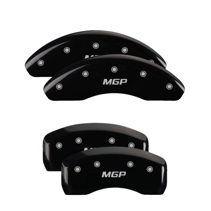 MGP 20002SMGPBK 4 Caliper Covers Engraved Front & Rear  Black finish silver ch