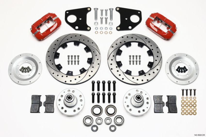 Wilwood 140-9828-DR Forged Dynalite Front Kit 12.19in Drilled Red 62-72 CDP B & E Body-Drum
