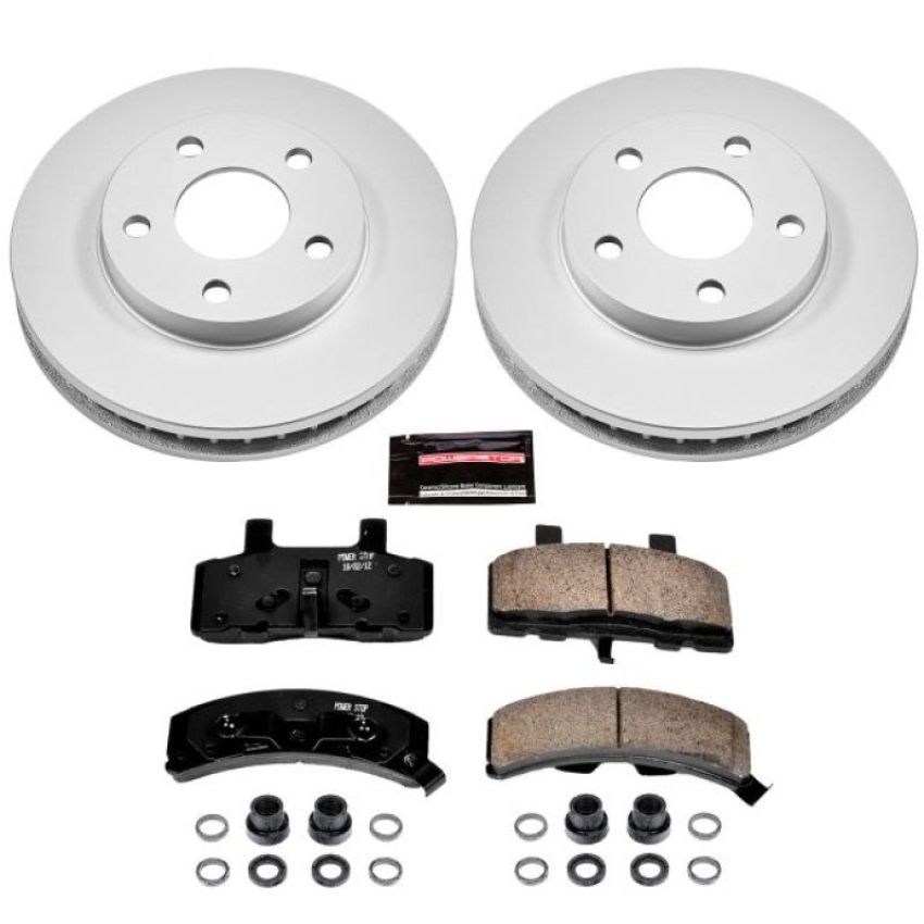 PowerStop CRK3132 Genuine Geomet Coated Rotor and Low-Dust Ceramic Brake Pad Kit