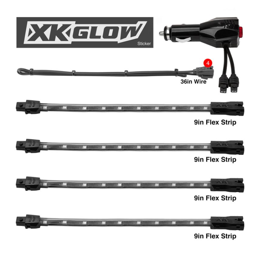 XKGLOW XK041004-W XK Glow Single Color  UnderglowLED Accent Light Car/Truck Kit White - 4x8In