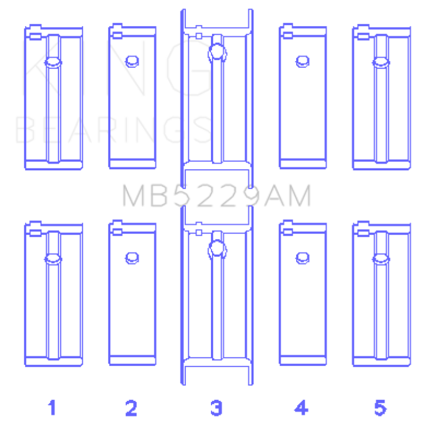 King Engine Bearings MB5229AM0.25 Nissan Datsun A12/(Size +0.25mm) Main Bearing Set