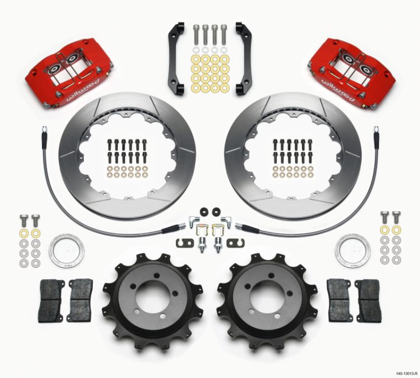 Wilwood 140-13013-R Dynapro Radial Rear Kit 12.88in Red 2006-2007 Subaru WRX w/Lines