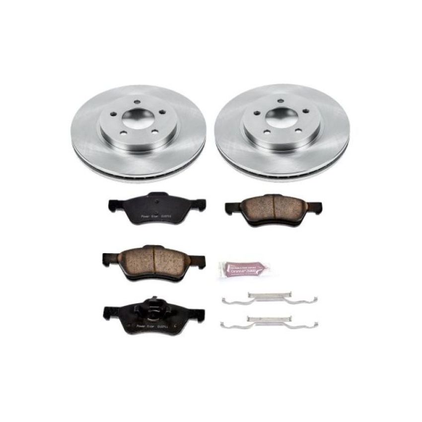 PowerStop KOE4580 OE Stock Replacement Low-Dust Ceramic Brake Pad and Rotor Kit